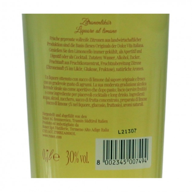 Roner Limoncello Zitronenlikör 0,7 L 30% vol